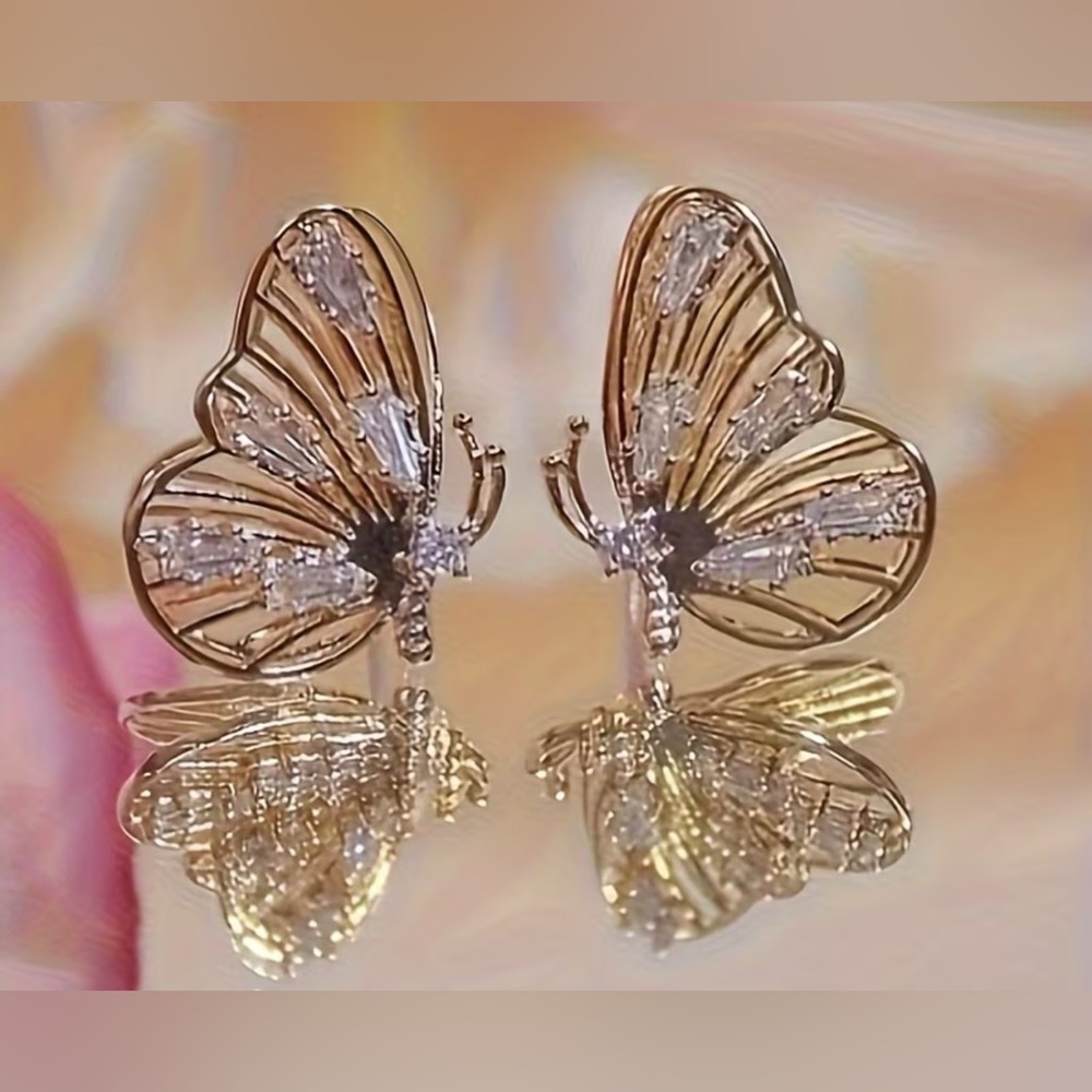Gold Butterfly Stud Earrings